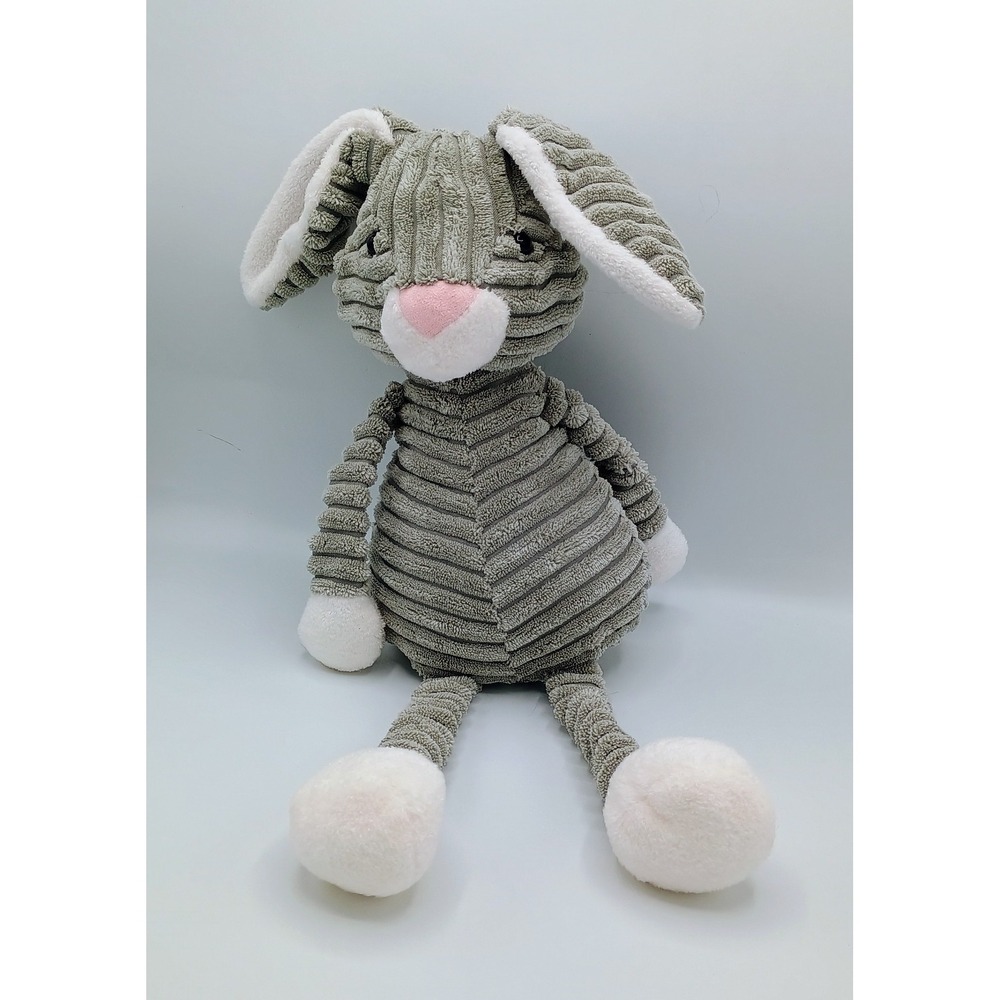 11" CUDDLE BUDDIES Grey Gray White RIBBED Plush Bunny Rabbit B6